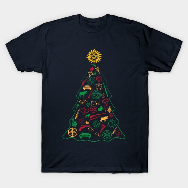 Supernatural Christmas Tree T-Shirt by SolarSailor